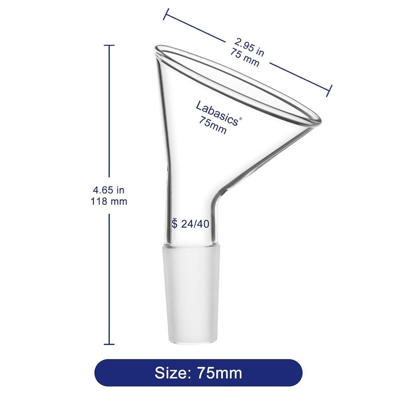 Labasics Glass Oblique Powder Funnel, Short Stem, Top Diameter with 24/40 Inner Joint, Chemical Resistant Filter Funnel for Laboratory Use, 2.95 inch - Image 4